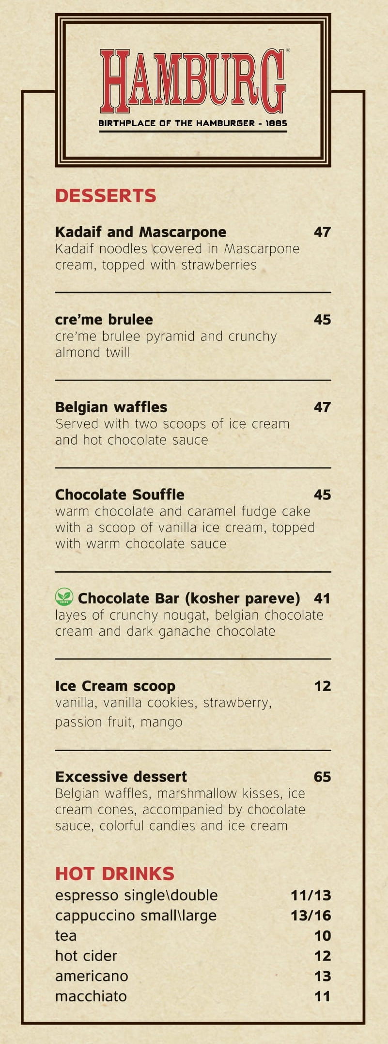 desserts menu